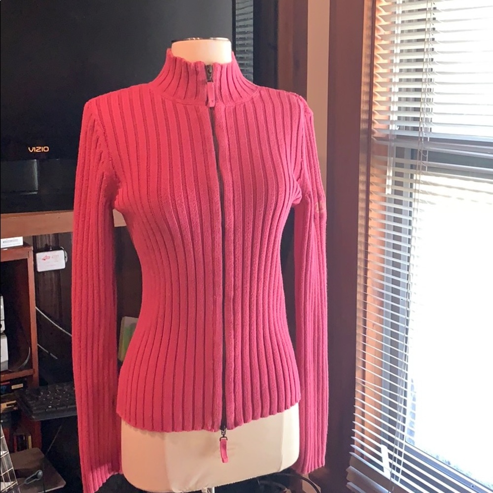 🍄Pink dkny heavy zip up sweater